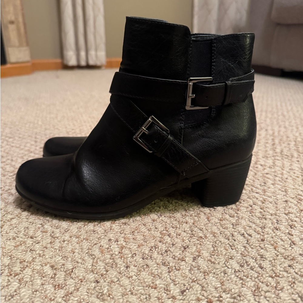 Croft & Barrow Black Ankle Boots with Buckle